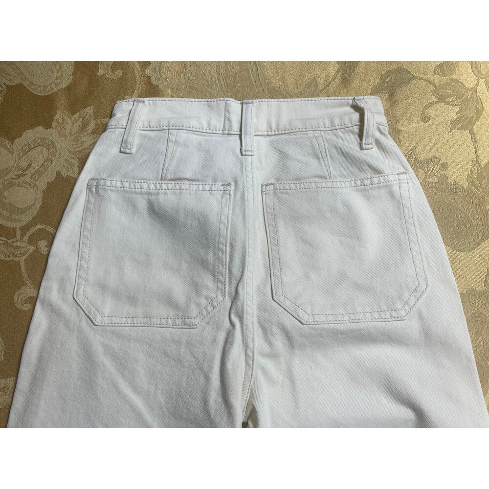 Reformation Size 23 Womens Jeans White Alyssa Stretch HighRise Wide Leg Cropped - Picture 4 of 12